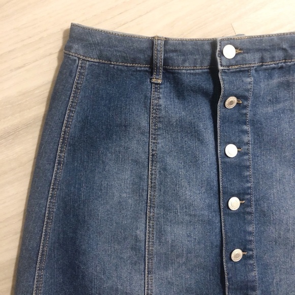 Mossimo‎ Button Down 90s Blue Denim Midi Skirt - Picture 3 of 6